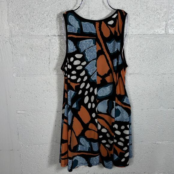 24/7 Comfort Apparel Butterfly Print Scoop Neck Tank Top, orange butterfly 1X - Picture 4 of 5